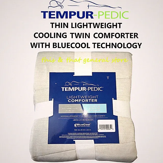 HYPOALLERGENIC TEMPUR-PEDIC TWIN Grey Thin Lightweight Cooling Comforter Blanket