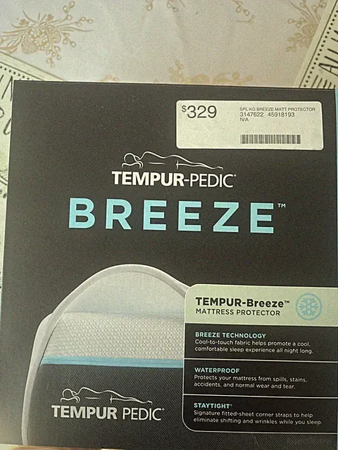 New Tempur-Pedic Tempur-Breeze White Split King Mattress Protector Retail $329