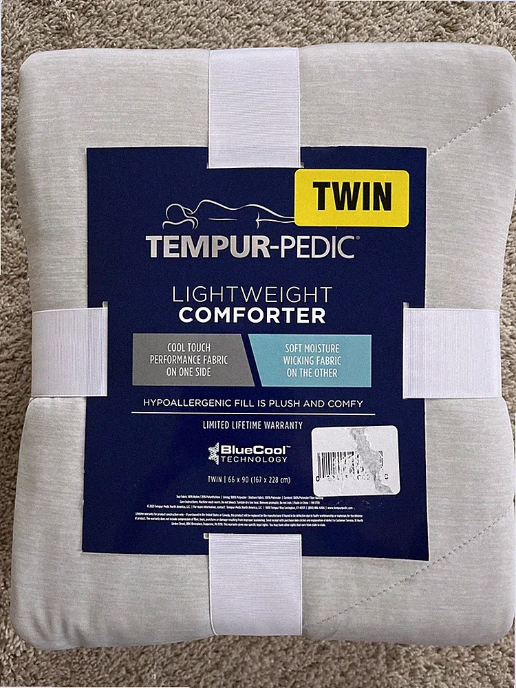 One Tempur-Pedic Lightweight Comforter TWIN Blanket Gray New!