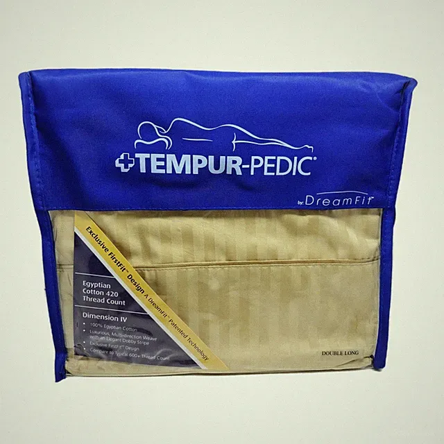Tempur-Pedic Dream Fit Sheet Set Double Long New Gold 100% Egyptian Cotton 420