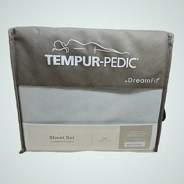 Tempur-Pedic Dream Fit Sheet Set Split California King New Sky Blue 100% Cotton