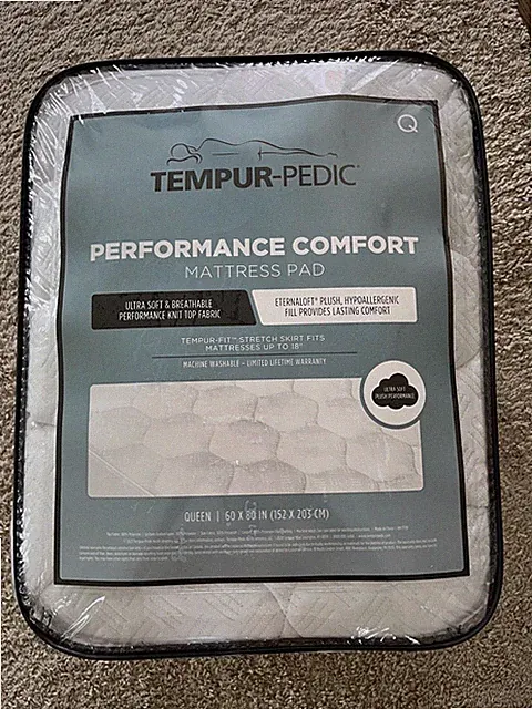 Tempur-Pedic Mattress Pad Performance Comfort Queen Size Brand New In Package